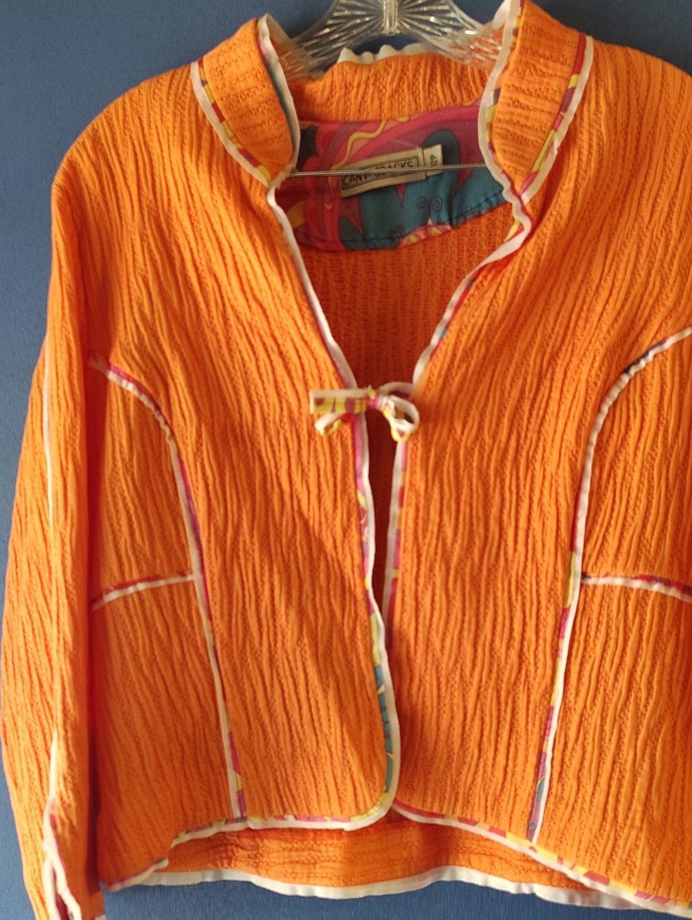 Bella Canvas Bright Orange Textured Tie-Front Jacket